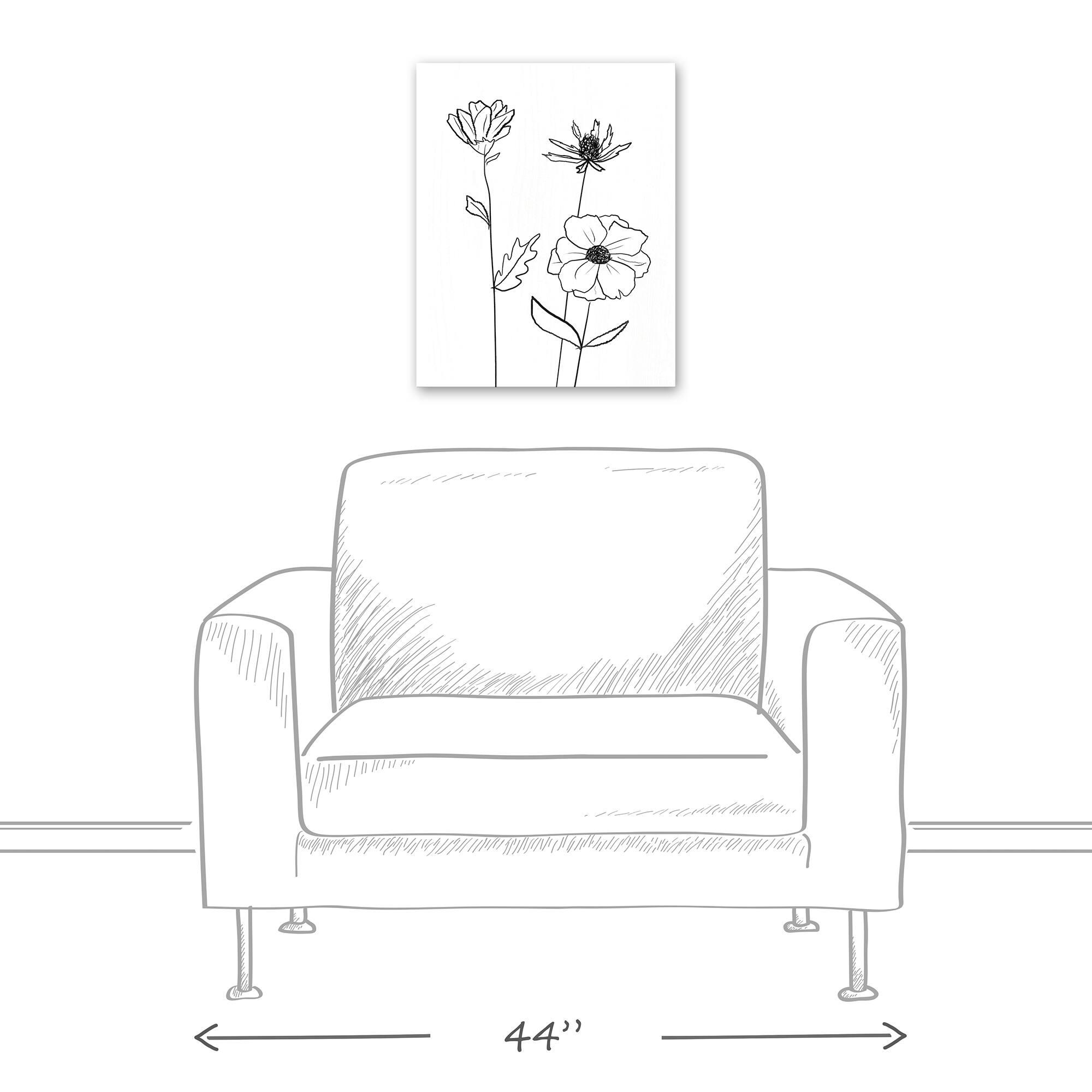 Simple Floral Drawing Canvas Wall Art